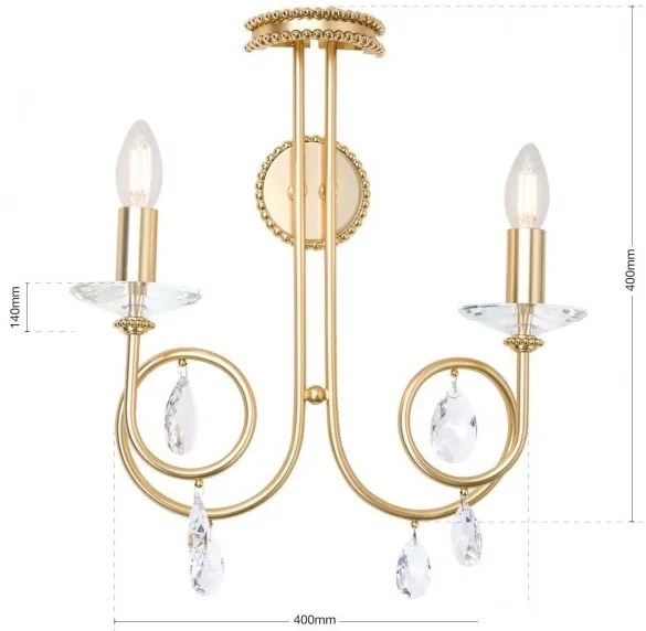 Aplica perete stil clasic cu cristale Swarovski Giada auriu mat