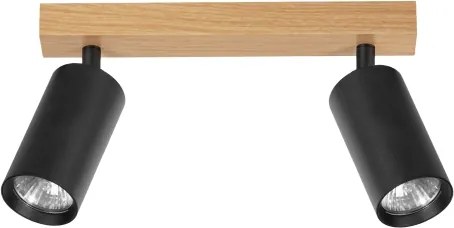 Brilagi - Spot aplicat SELE 2xGU10/30W/230V negru/decor stejar