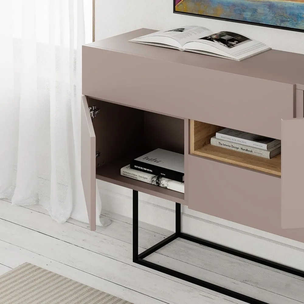 Comodă gri/bej joasă 145x82 cm Titan – Marckeric