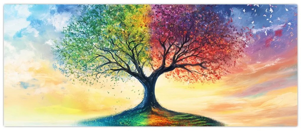 Tablou – Arbore pictat al anotimpurilor (120x50 cm)