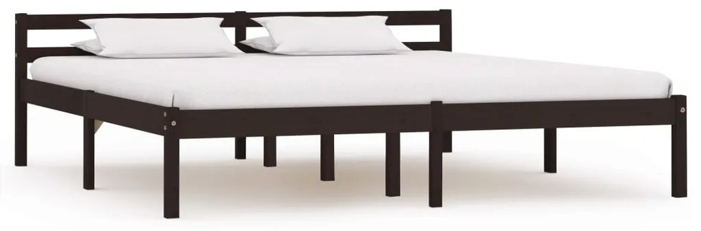 vidaXL Cadru de pat, maro închis, 160 x 200 cm, lemn masiv de pin