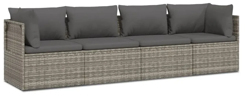 3157366 vidaXL Set mobilier de grădină cu perne, 4 piese, gri, poliratan