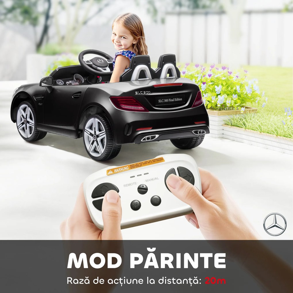 AIYAPLAY Mașină Electrică pentru Copii 3-6 Ani cu 2 Motoare, Telecomandă și Design Sportiv, Dimensiuni 107x62,5x44 cm, Negru | Aosom Romania
