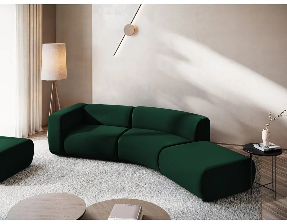 Șezlong verde închis cu tapițerie din catifea (cu colț pe partea dreaptă) Ekahi – Makamii