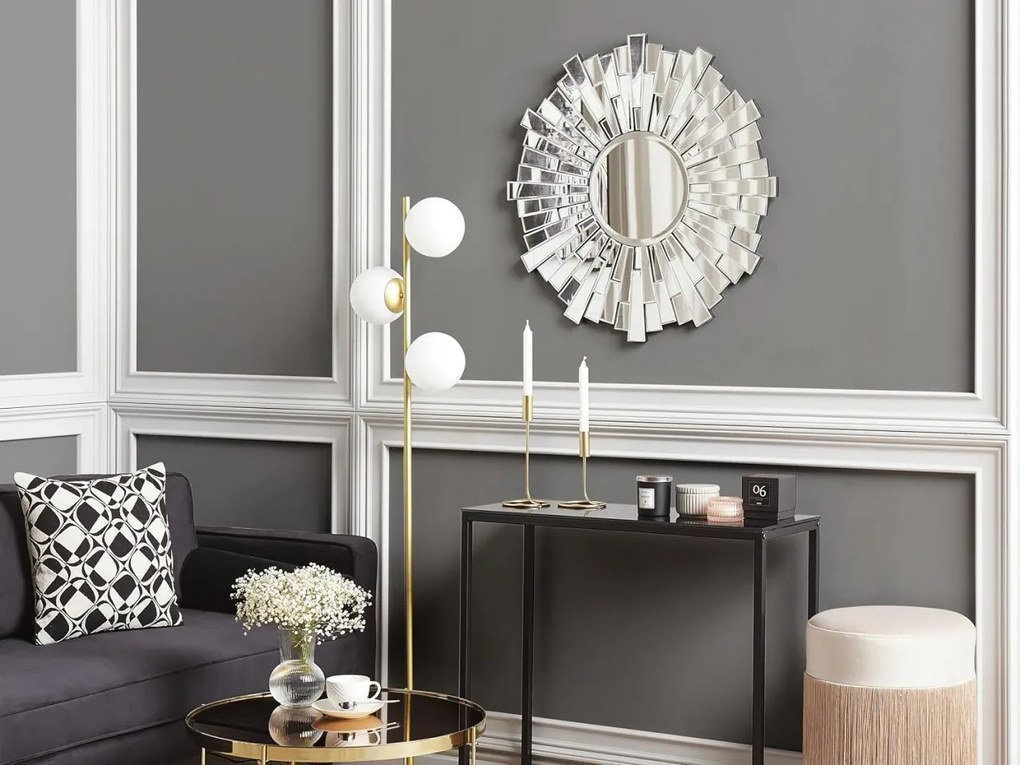 OGG206 - Oglinda ornamentala 70 cm, pentru perete, dormitor, living - Argintie