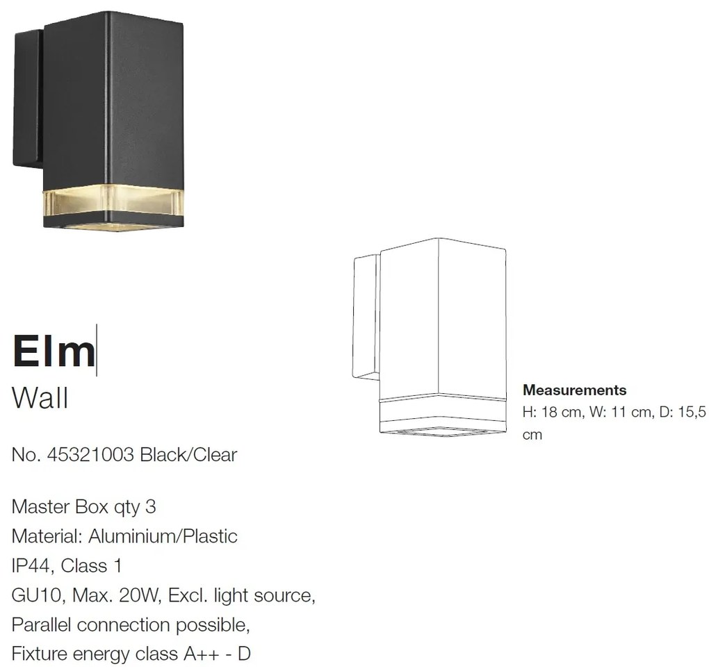 Aplica de perete exterior stil modern Elm I 45321003 NL