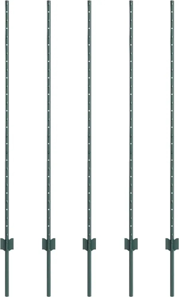 vidaXL Stâlp de gard. 5 pcs Verde 140 cm Oțel