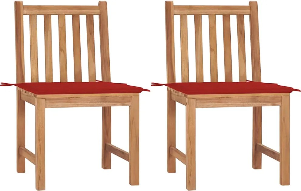 vidaXL Scaune de grădină cu perne, 2 buc., lemn masiv de tec