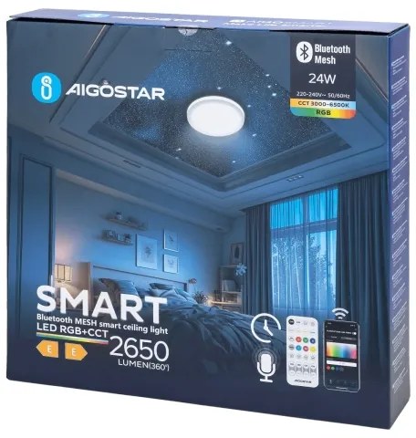 Plafonieră LED RGBW pentru baie Aigostar LED/24W/230V IP44 + telecomandă