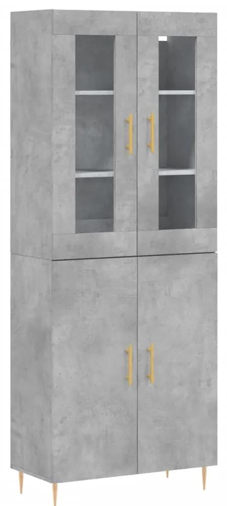 3198205 vidaXL Dulap înalt, gri beton, 69,5x34x180, lemn compozit