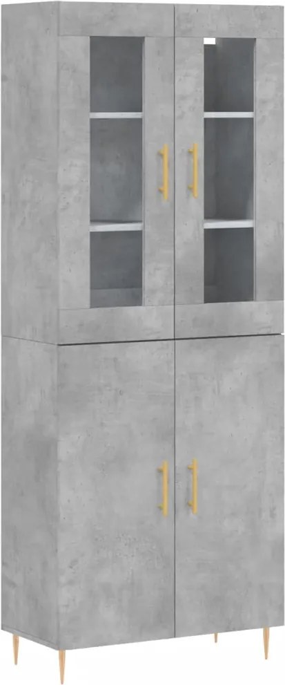 vidaXL Dulap înalt, gri beton, 69,5x34x180, lemn compozit