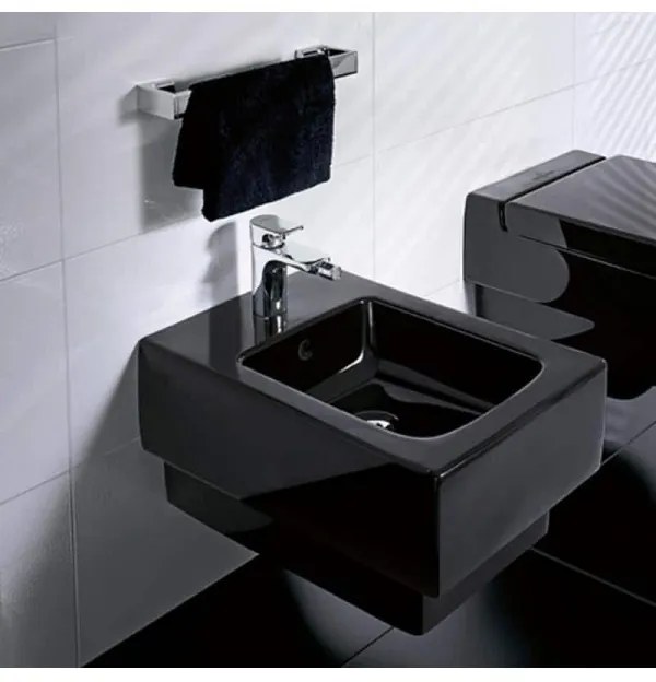 Bideu suspendat, Villeroy&amp;Boch Memento, 37.5x56cm, Glossy Black CeramicPlus, 542800S0