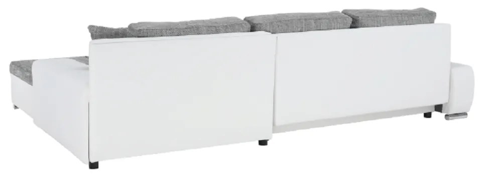 Colţar, piele ecologică/ alb/material gri melir, TONIKS