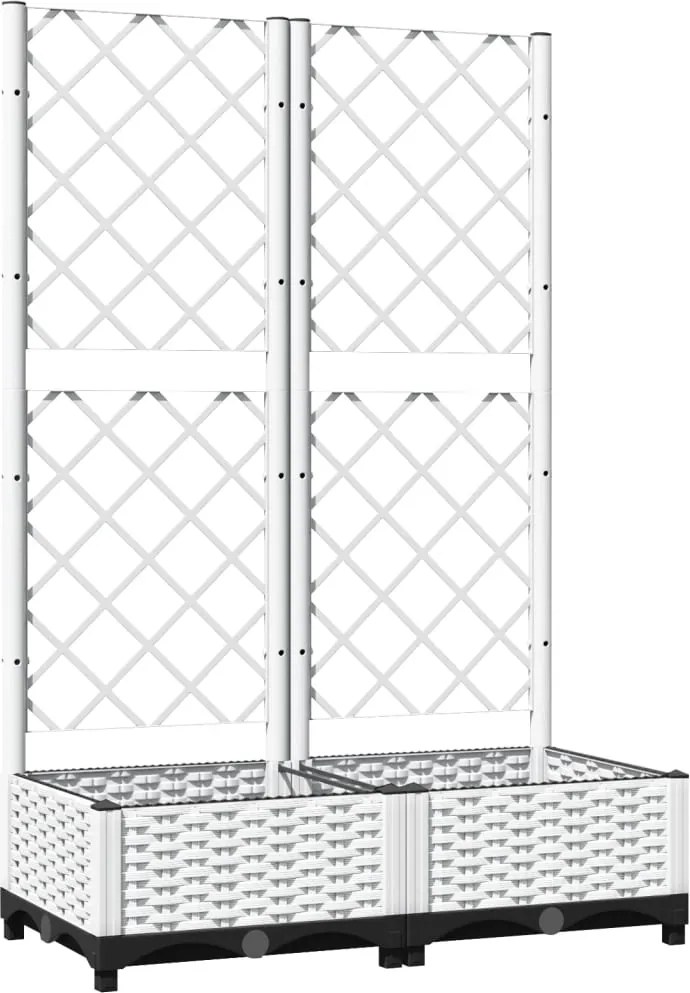 vidaXL Jardinieră de grădină cu spalier, alb, 80x40x121,5 cm, PP