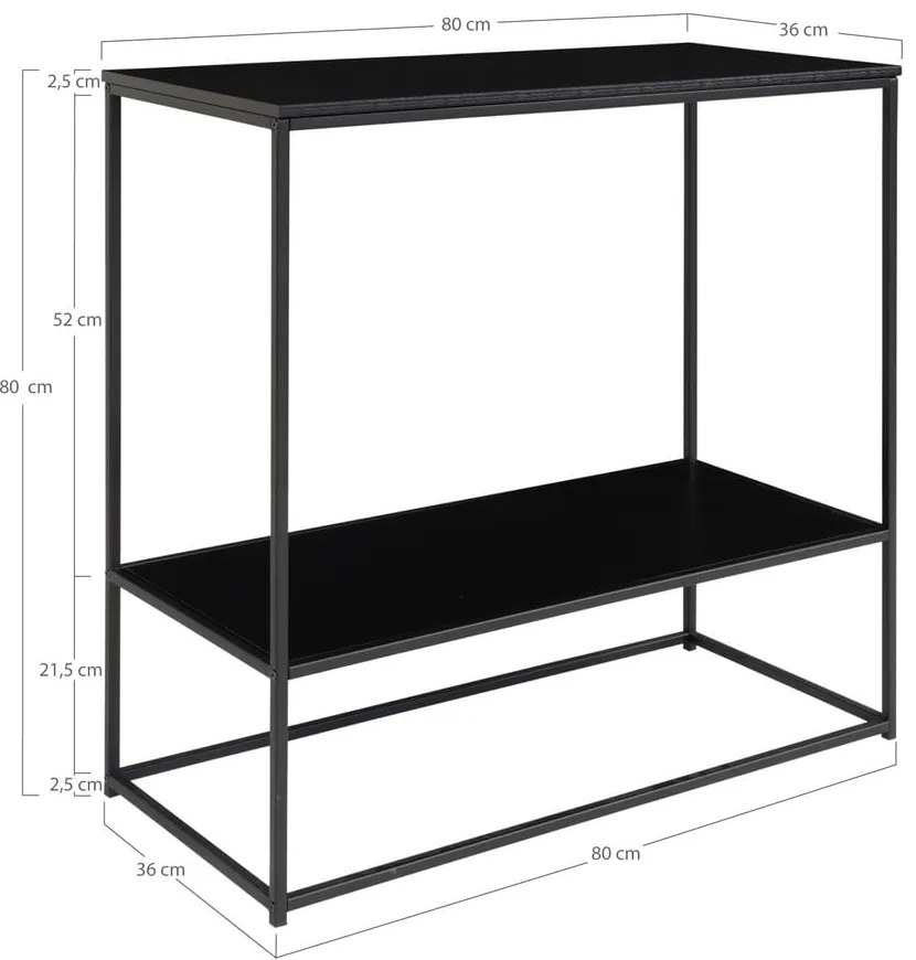 Masă consolă neagră cu blat negru 80x36 cm Vita – House Nordic