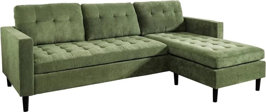 Coltar modern, Catifea raiata, Verde, STOCKHOLM 220cm