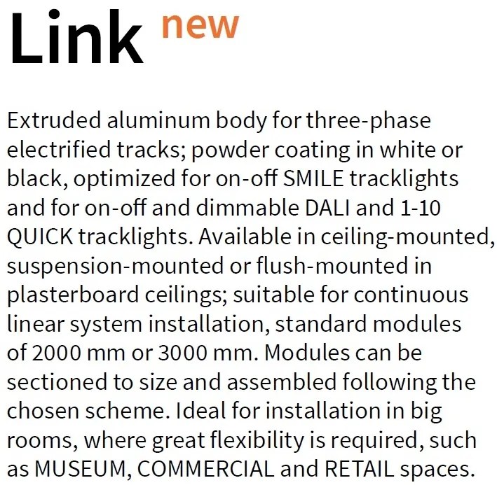 Sina trifazata alba LINK TRIMLESS PROFILE 1000 mm WH ON-OFF 243269 IDL