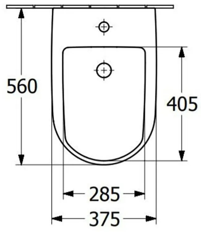 Bideu suspendat 560x375 mm, cu preaplin, orificiu pentru baterie, alb alpin
