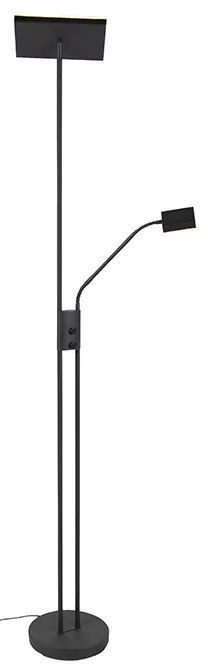 Lampă de podea modernă neagră cu LED și dimmer cu lampă de citit - Jazzy