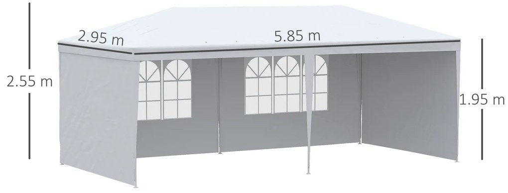 Outsunny Cort Pliabil pentru Grădină, Petreceri și Evenimente, cu Panouri Detașabile, Structură Oțel și PE, 5.85x2.95m, Alb | Aosom Romania