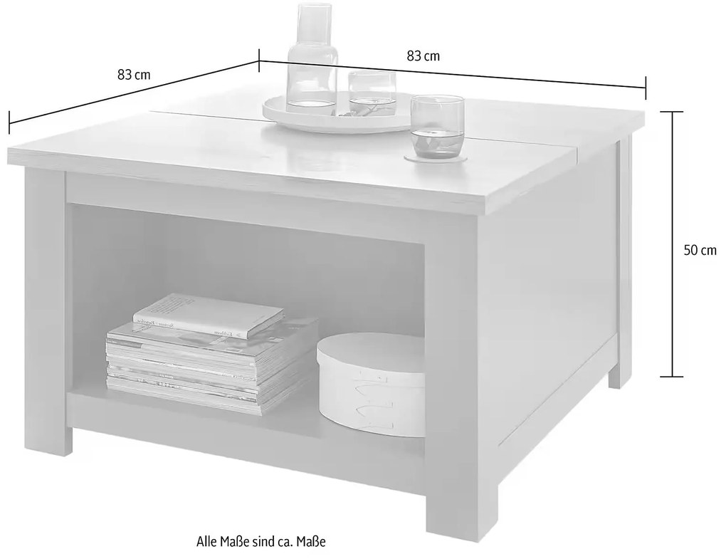 Măsuță de cafea ~Mykonos~ material fronturi MDF, culoare gri mătase-stejar