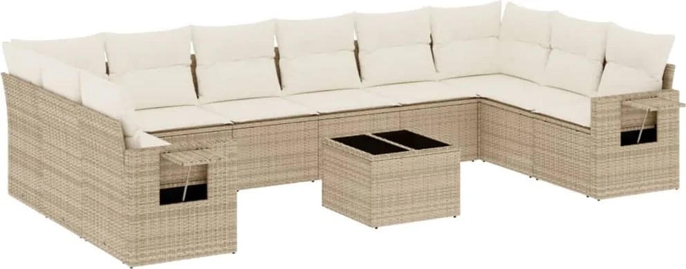 vidaXL Set canapele de grădină cu perne, 11 piese, bej, poliratan