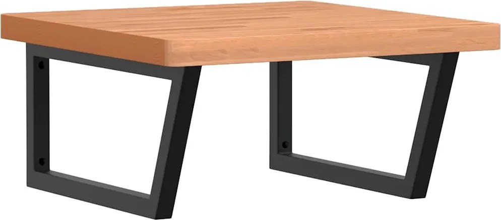 vidaXL Raft pentru lavoar montat pe perete, oțel și lemn masiv fag