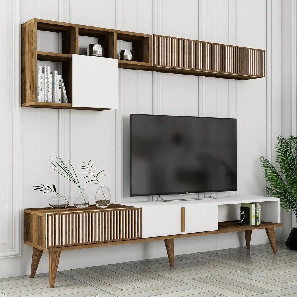 Perete TV Milen Walnut and White