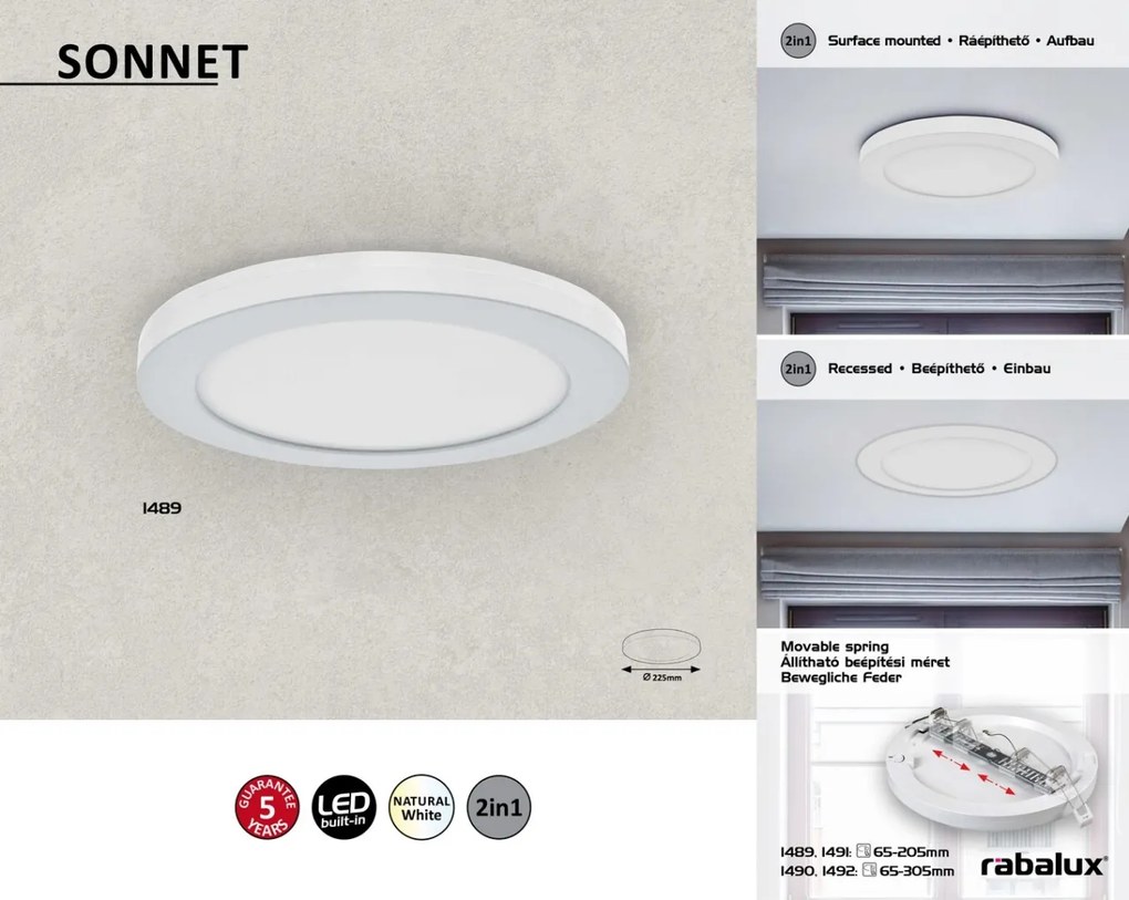 Plafoniera LED design modern slim Sonnet 22,5cm