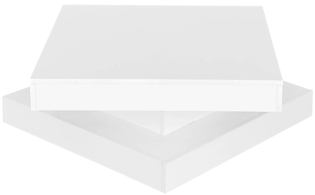 Măsuță de Cafea Modernă Pătrată Lucioasă cu Placă Rotativă la 360° și Iluminare LED în 16 Culori, 70x70x36 cm, Albă