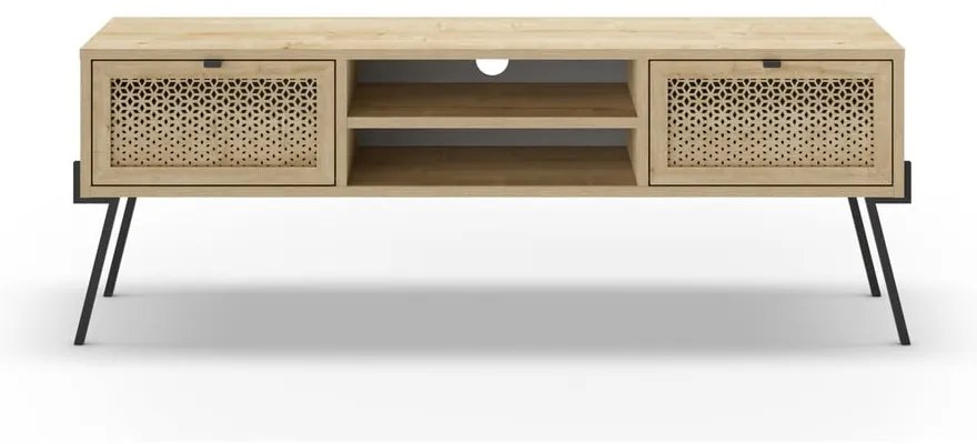 Masă TV în culoare naturală cu aspect de lemn de stejar 140x51 cm Ecrin – Marckeric