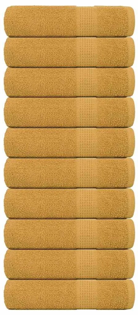 vidaXL Prosoape de baie 10 buc Aur 100x150 cm 360 g/m² 100% bumbac
