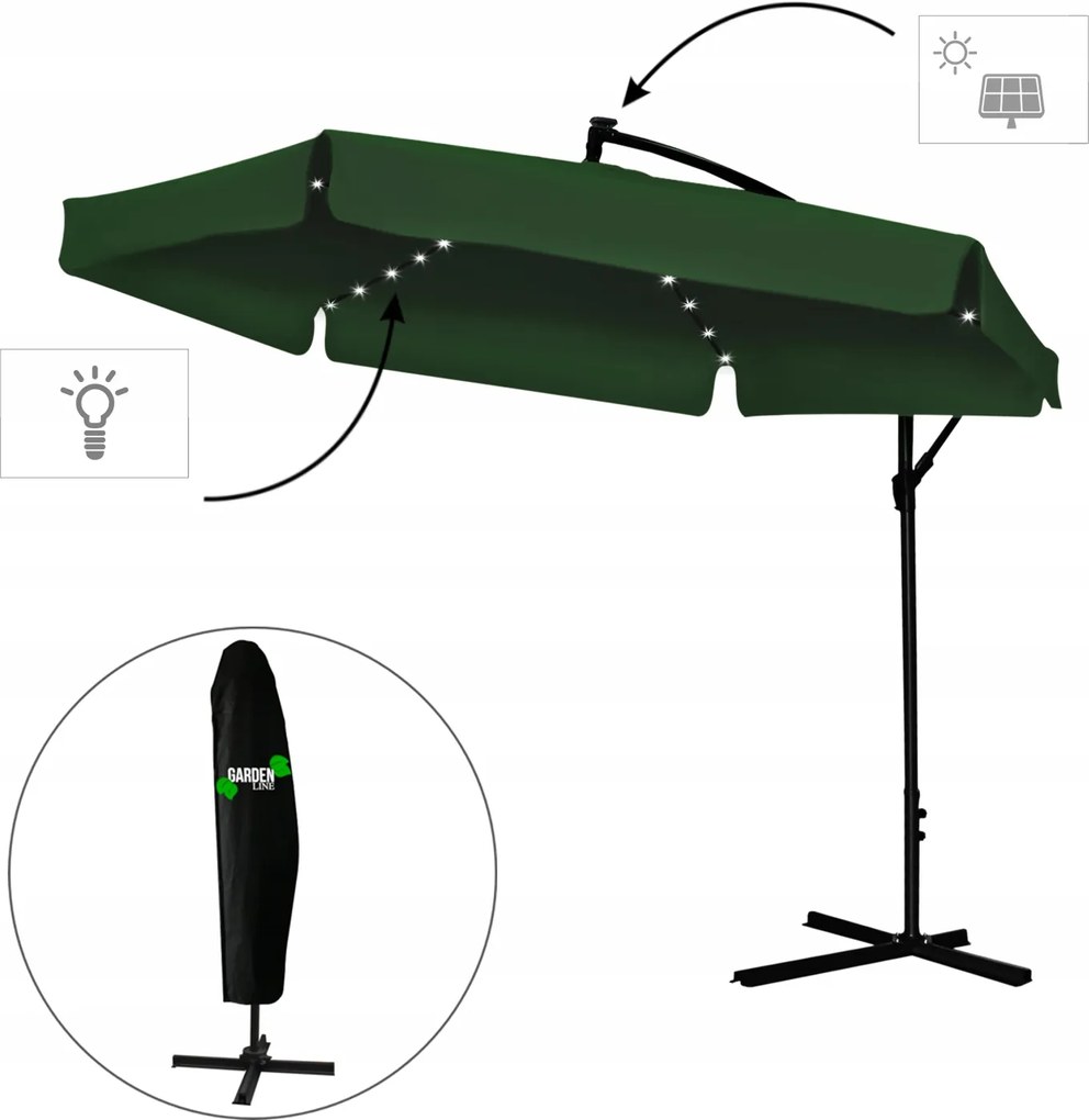 JAKS Umbrelă de grădină verde LED