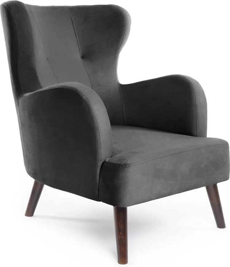 Fotoliu gri închis wing cu tapițerie din catifea Noemye – Bonami Selection