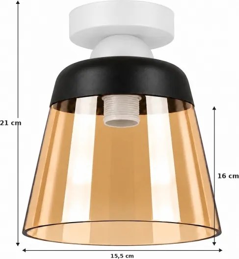 BRILAGI-LED Plafonieră R GLASS 1xE27/60W/230V Ø 15,5 cm alb/bej fumuriu