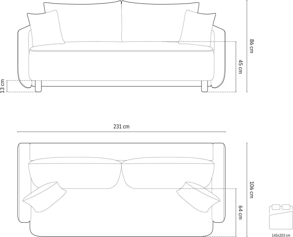 Canapea extensibila Elen 3 locuri stofa Wind L231 cm