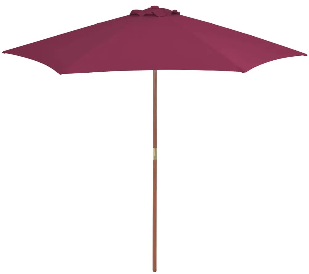 vidaXL Umbrelă de soare de exterior, stâlp lemn, roșu bordo, 270 cm