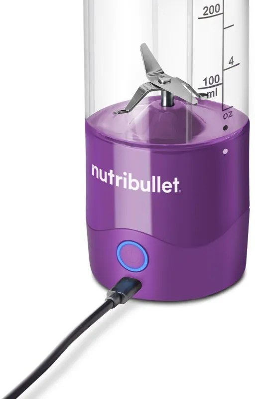 Blender portabil Nutribullet NBP003PU, 200W, 475 ml, Autonomie 15 cicluri, USB-C, Violet