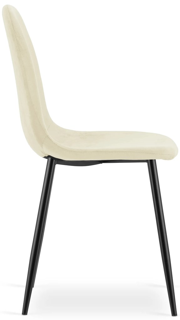 Scaun din catifea bej COMO cu picioare negre