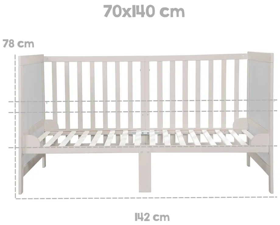 Pătuț gri cu înălțime reglabilă 70x140 cm Easy Sleep – Roba