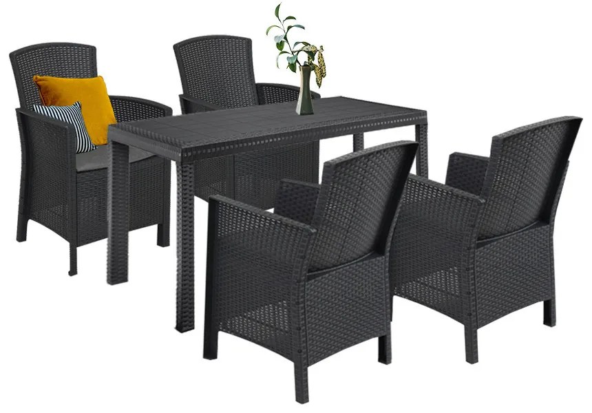 Set mobilier de grădină Hellma 4+1, grafit