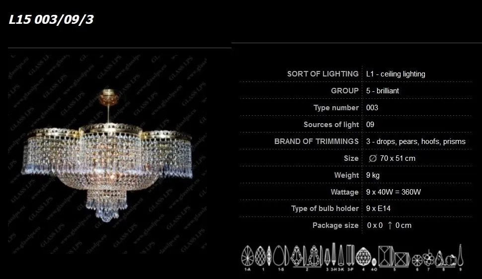 Plafonier cristal Bohemia L15 003/09/3