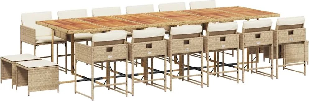 vidaXL Set mobilier de grădină cu perne, 17 piese, bej, poliratan