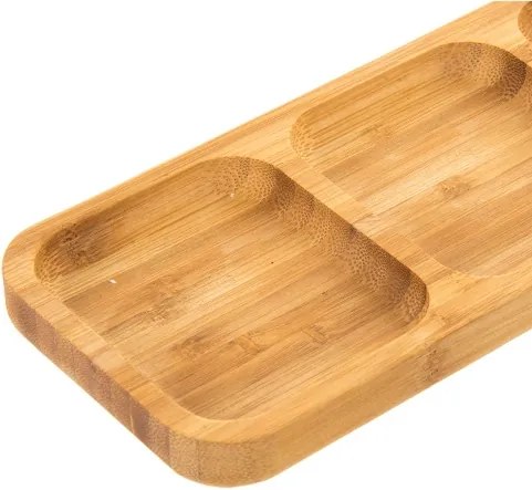 Platou compartimentat din bambus 33x10 cm