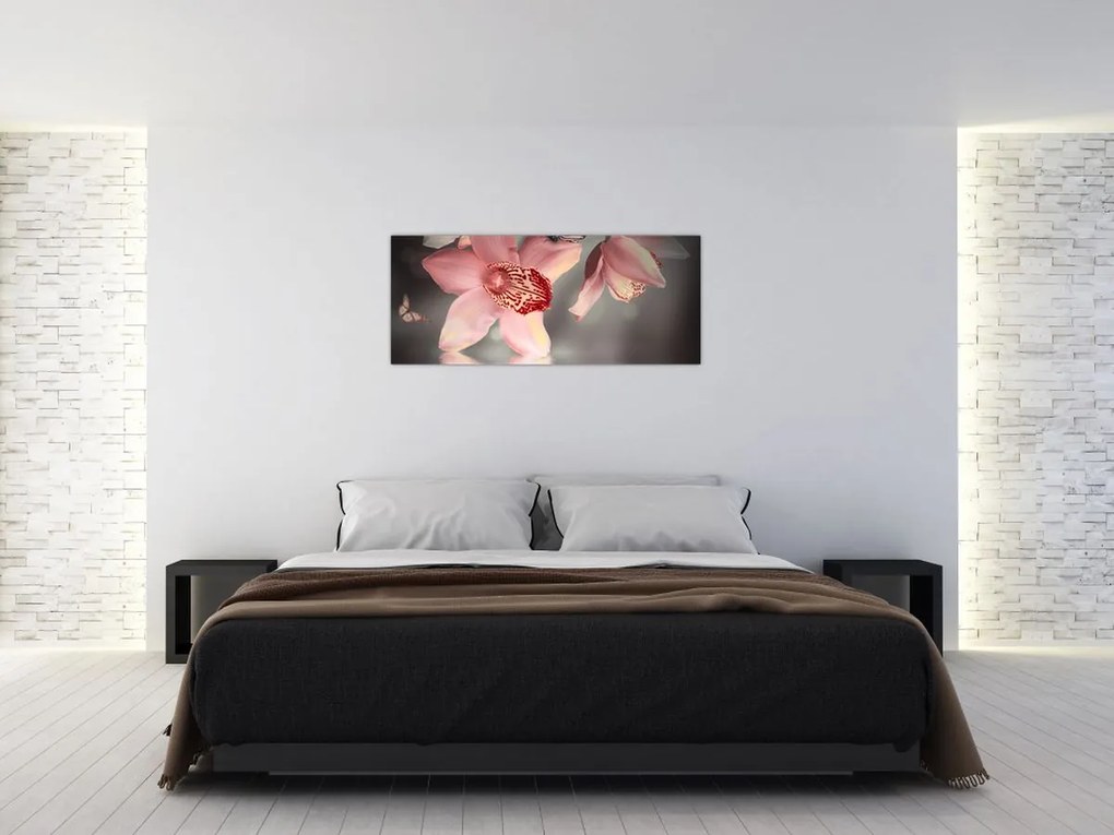 Tablou - Flori și fluture (120x50 cm)