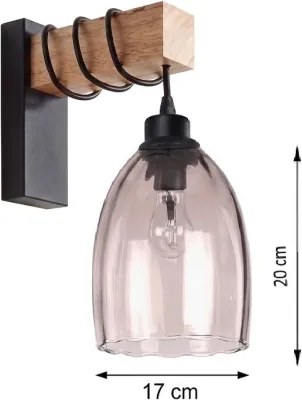 Brilagi - Aplică de perete WOOD GLASS 1xE27/60W/230V pin/negru/bej fumuriu