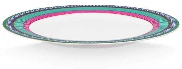 Farfurie din porțelan, Pip Studio, Stripes Pink-Green, 23cm, colecția Pip Chique