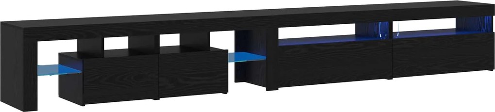 vidaXL Cabinet TV 3 pcs Stejar Negru 290 x 36,5 x 40 cm Lemn compozit