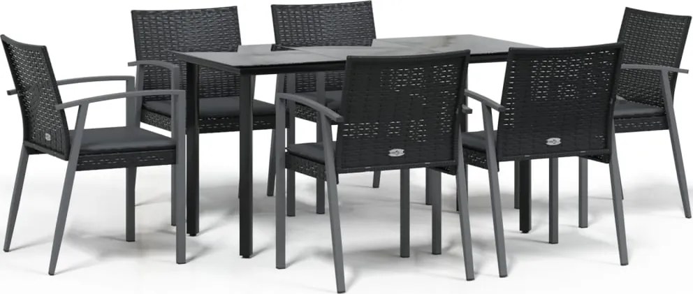 vidaXL Set mobilier de grădină cu perne, 7 piese, poliratan și oțel