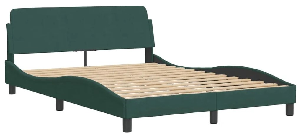 373195 vidaXL Cadru de pat cu tăblie, verde închis, 140x200 cm, catifea